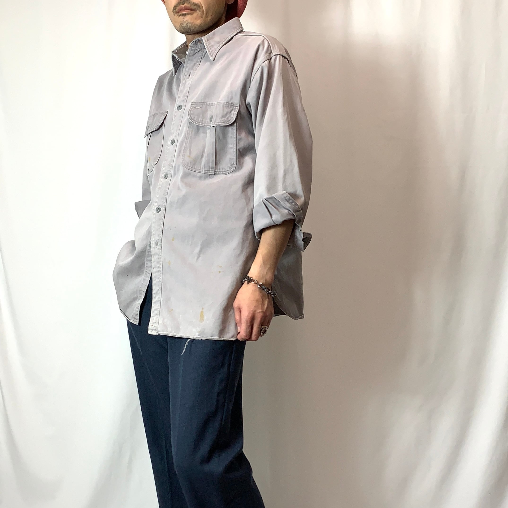 vintage old 50s 60s TUF NUT？ Work Shirt ワークシャツ マチ付き 襟