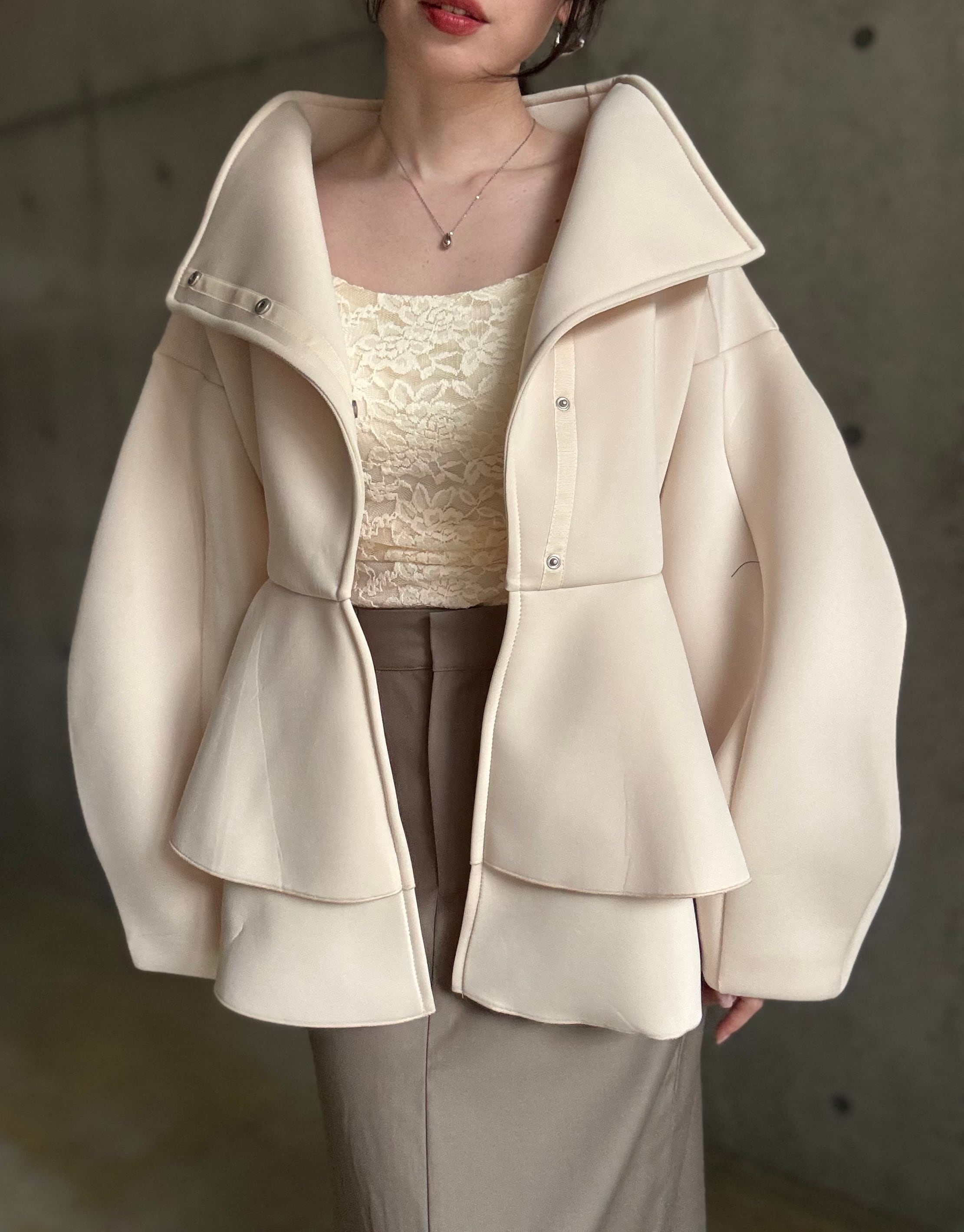 即納】ペプラムボンディングジャケット【アイボリー】 | eeny