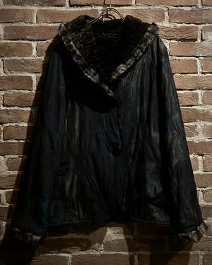 【Caka act3】“Reversible” Beautiful Gradation × Faux Fur Vintage Loose Jacket