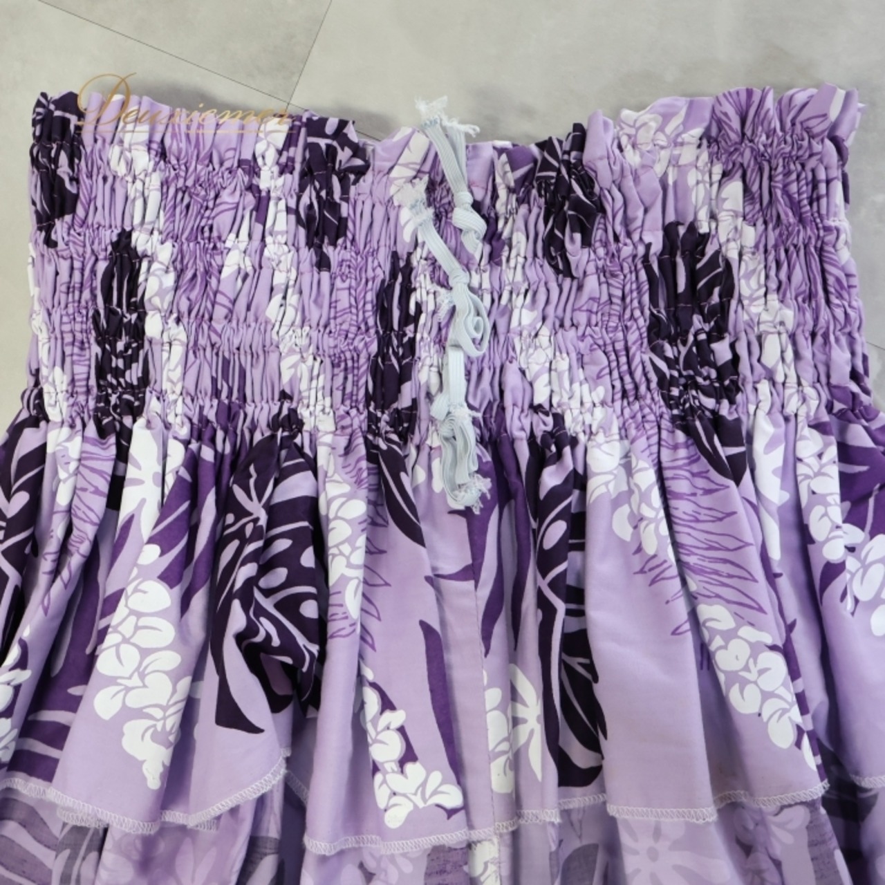 フラダンス 衣装 パウスカート パープル系 OK Hula Factory シングル フラ ダンス モンステラ柄 ティアレ柄 花柄 華やか ハワイアン アロハ スカート ハワイアンプリント 紫 ホワイト系 ブラック系
