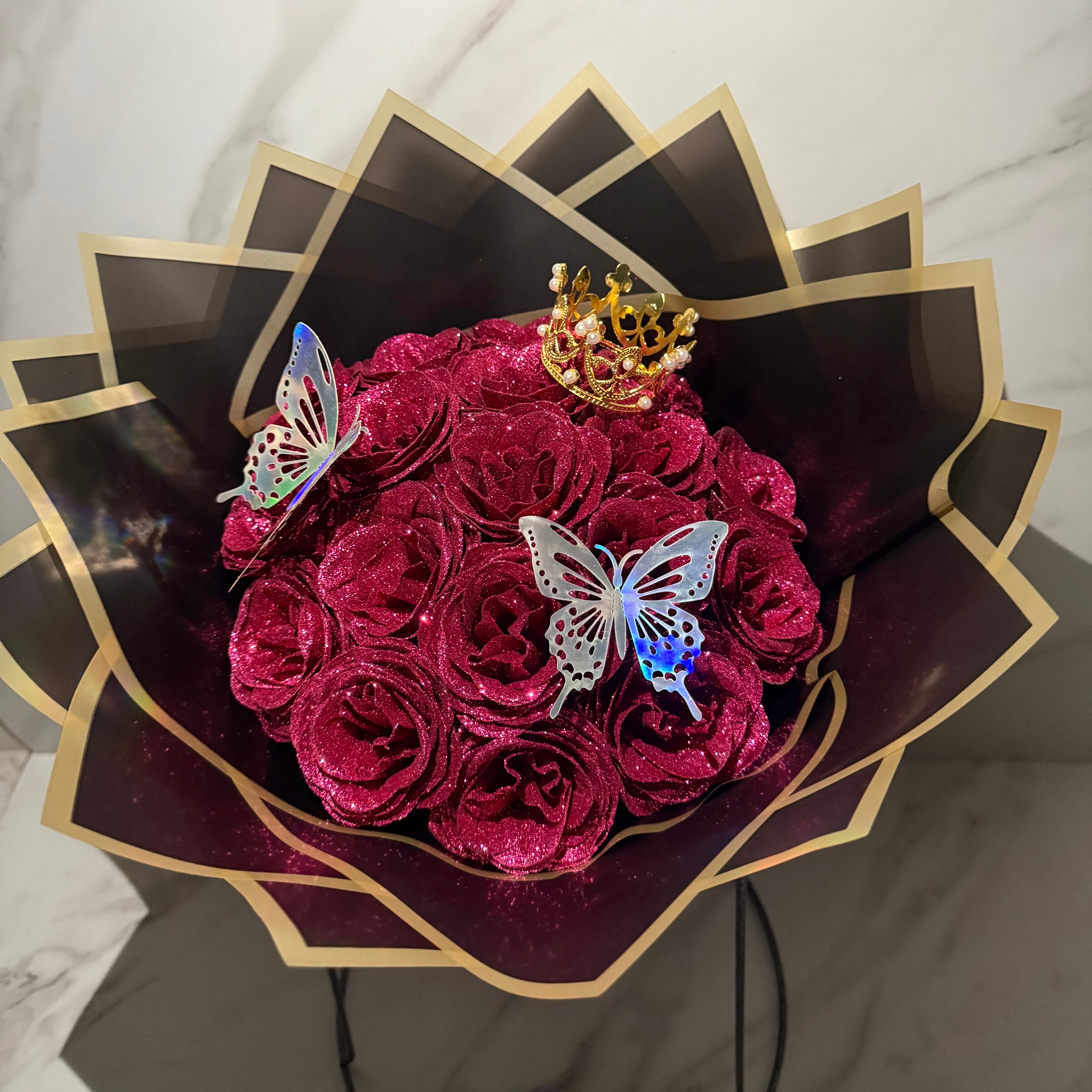 ROSE PINK/ローズピンク】Glitter roes bouquet ブーケ 花束18本
