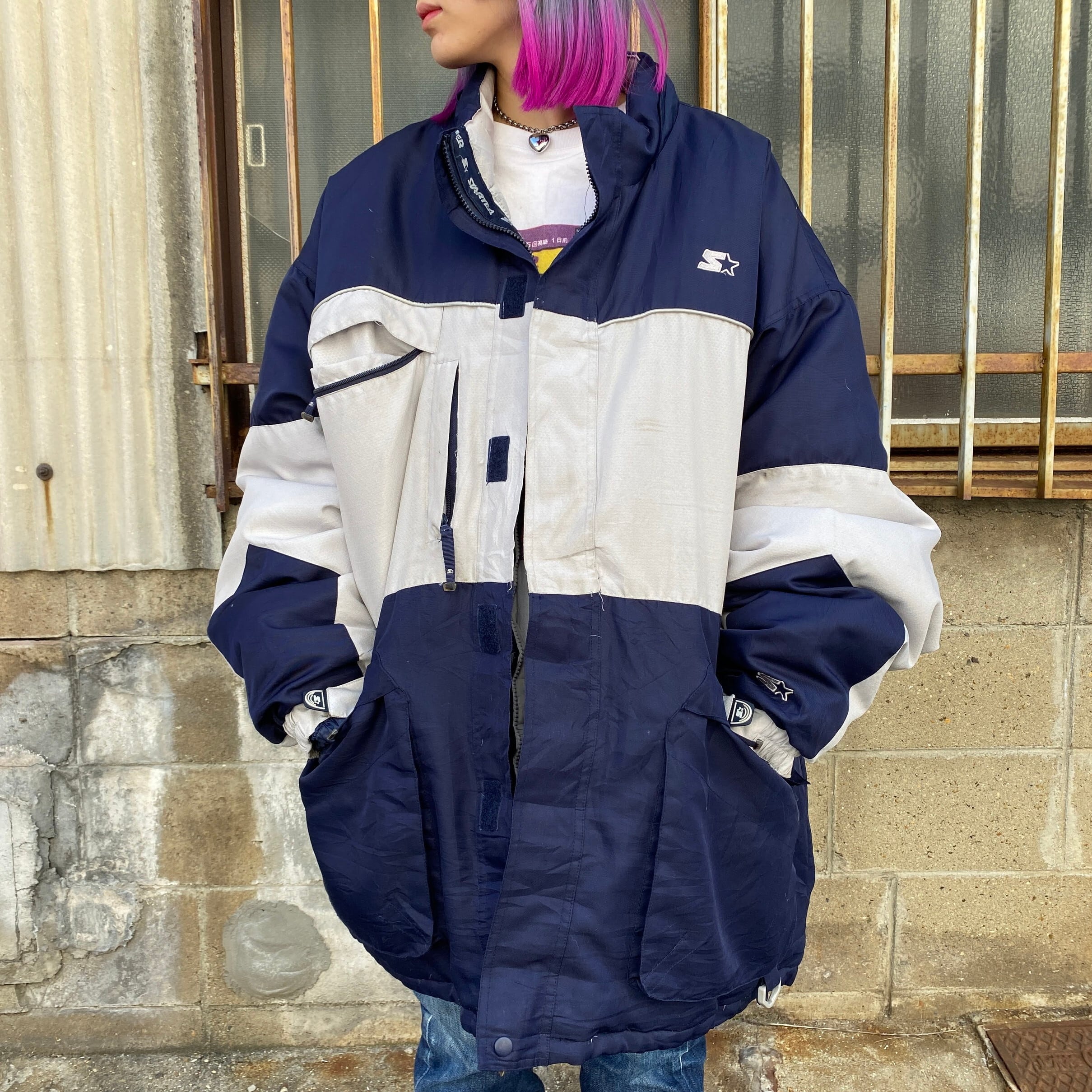 ビッグサイズ STARTER スターター ダウンジャケット メンズ2XL 古着  