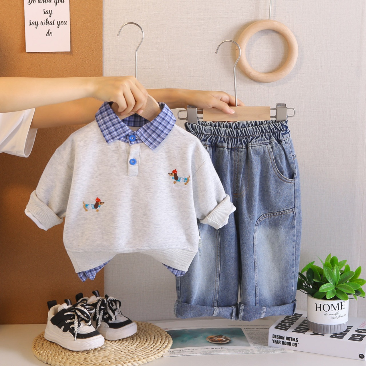 〈80-130size〉ダックス襟付きセットアップ - 2