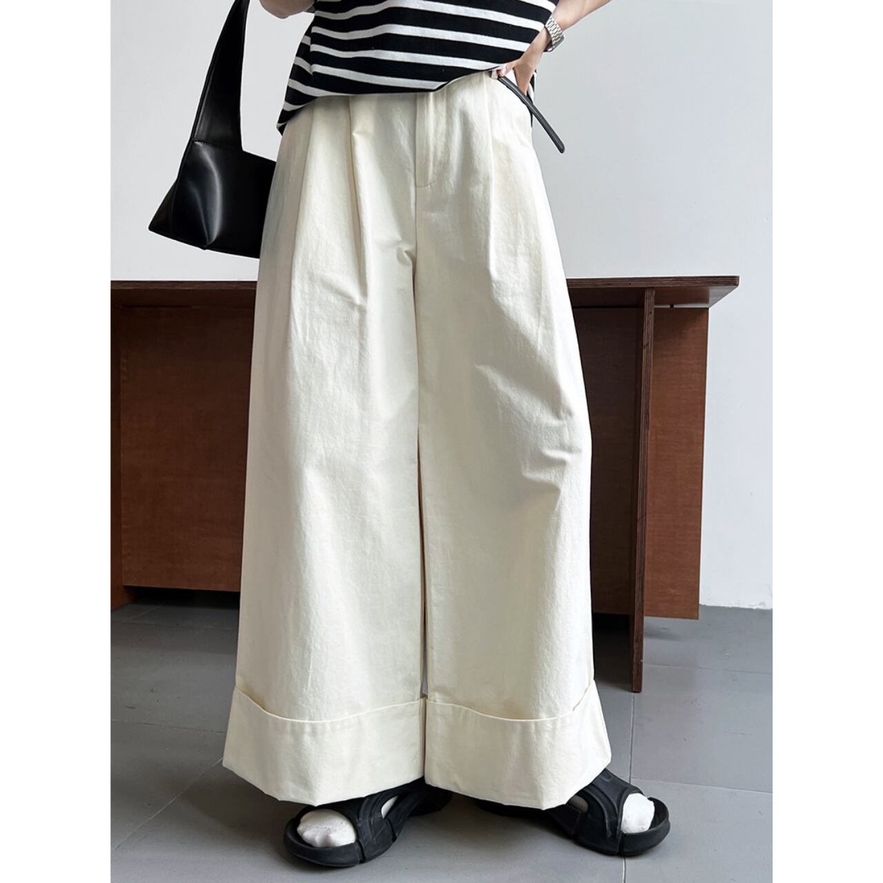 ウォッシュドロールアップワイドパンツ(2color) PT2284