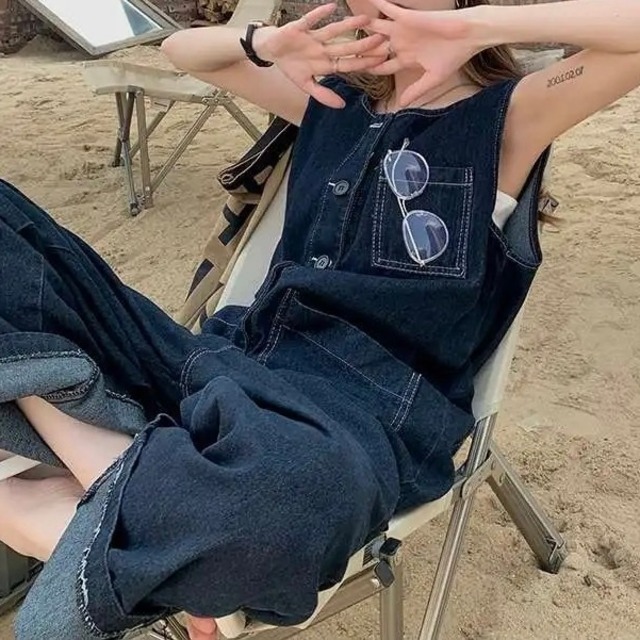 デニムオールインワン