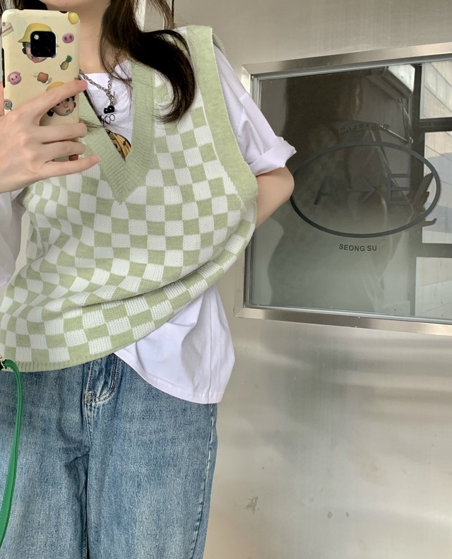 ニットVネック薄手セーター オータムトップス 秋物 モンロー68611036490