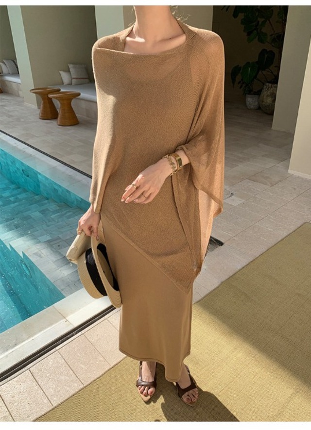 Shawl and sleeveless dress set up【H00082】