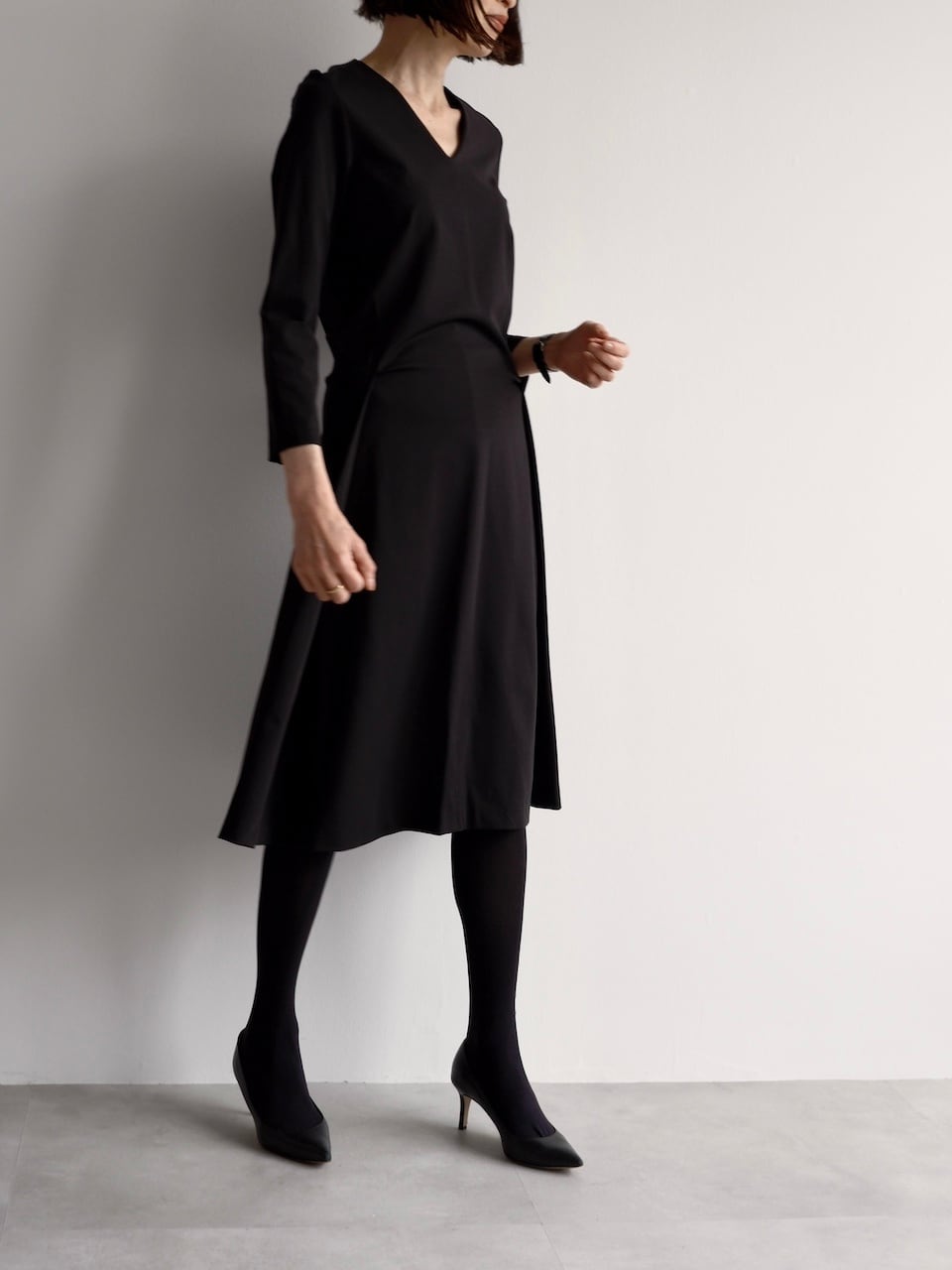 ワンピース JIL SANDER Black Stretch Cotton Blend Dress JIL SANDER BLACK STRETCH DRESS | dear closet
