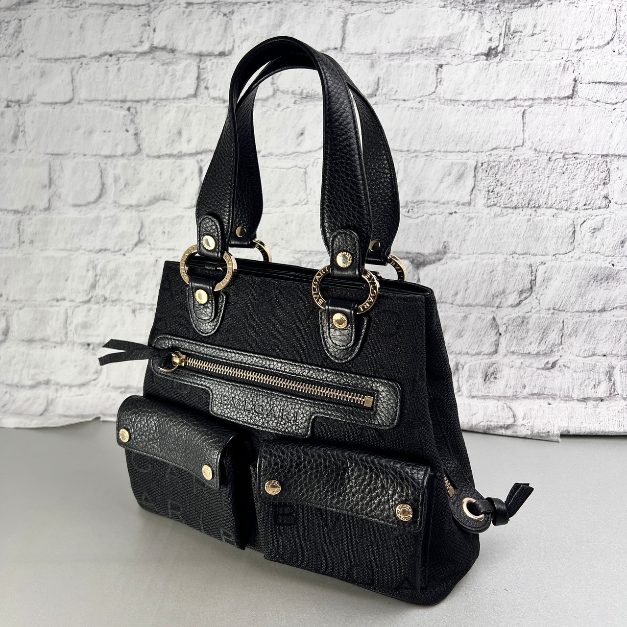 BVLGARI ブルガリ キシレッタレ キャンバス ショルダーバッグ 黒 A-13641