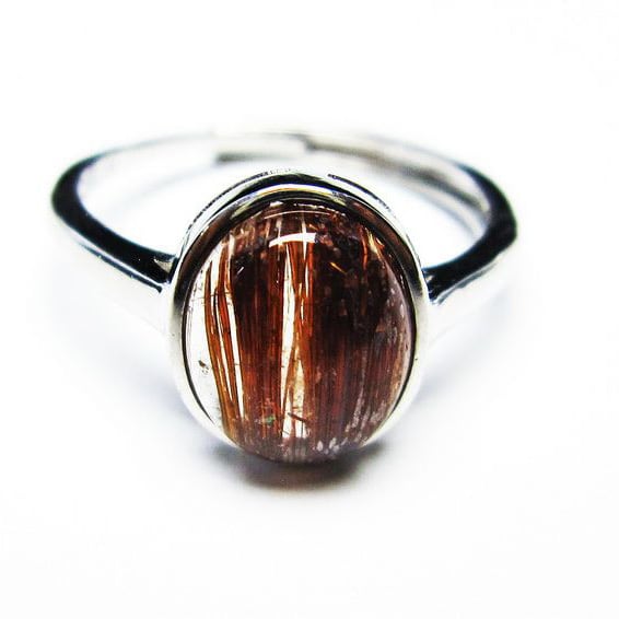 キャッツアイルチルクォーツ 指輪 リング 15号 フリーサイズ 調整可能 一点物 [M便 1/20] 115-4534