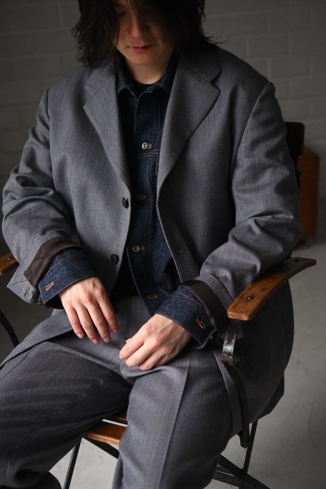 Cale / Cotton Silk Denim Jacket (Blue)