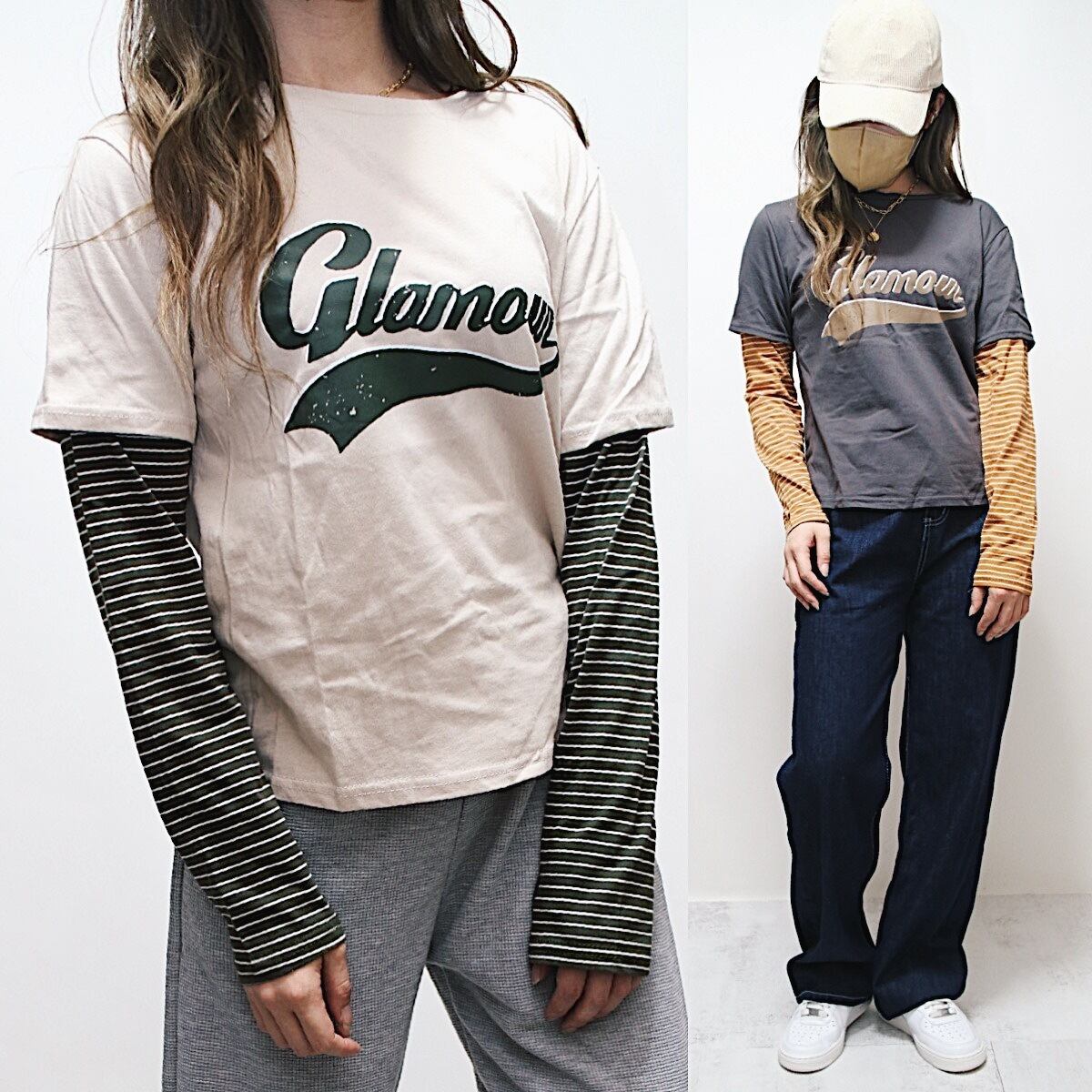 ボーダー重ね着ロンT