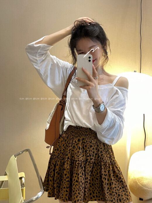 スカート サマーレオパードプリント柄Flowerデザイン ハイウェストウェスト薄手 夏物 フラワーデザイン モンロー26305841675