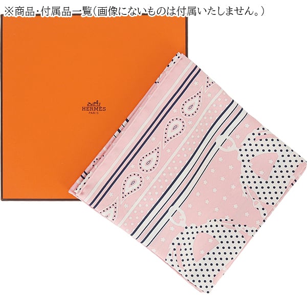 New HERMES エルメス シルクバンダナ ブリッドドゥガラバンダナ ローズ