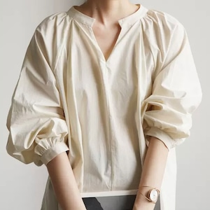 volume sleeve v-neck blouse N20147