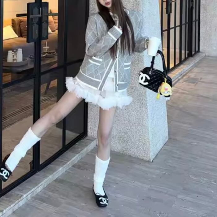 diamond rough knit cardigan