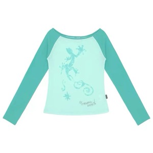 [innomoood] Gecko off-shoulder color block Top