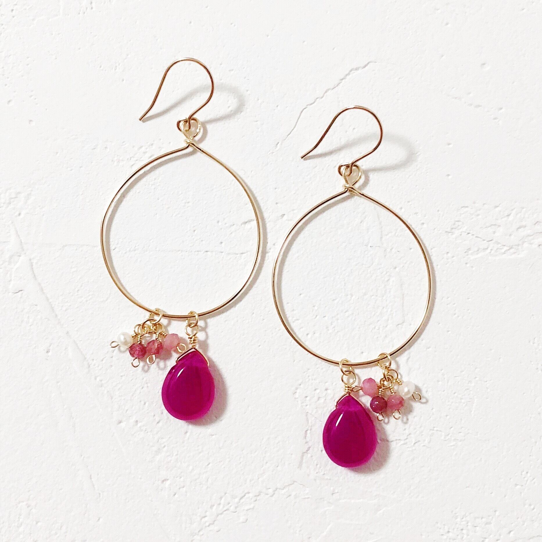 K14GF トルマリン シャンデリア フープピアス 【公式通販】