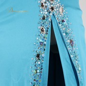 ボディコン コズドレ KOZdre KOZYA ドレス ワンピース ブルー系 シルバー系 水色 ランウェイモデル パーティ 発表会 練習 レッスン 大人可愛い スリット ロング丈 きれいめ フォーマル レッスンウェア シルバー装飾 光沢