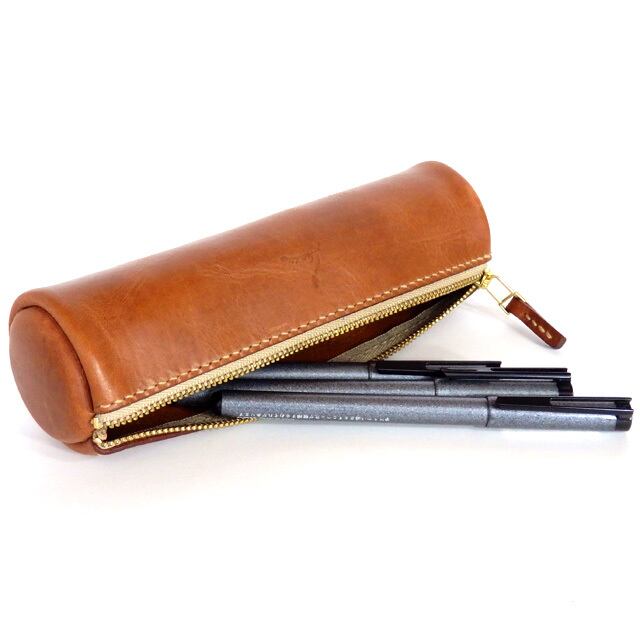 ドラムペンケース type:S（キャメル） | 革工房hand
