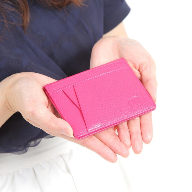 KK(三四郎市場) 本革定期入れ 9カラー カードケース パスケース ICカード 二つ折り クリアポケット メンズ レディース 通勤 通学 プレゼント ギフト用 化粧箱付き オレンジ