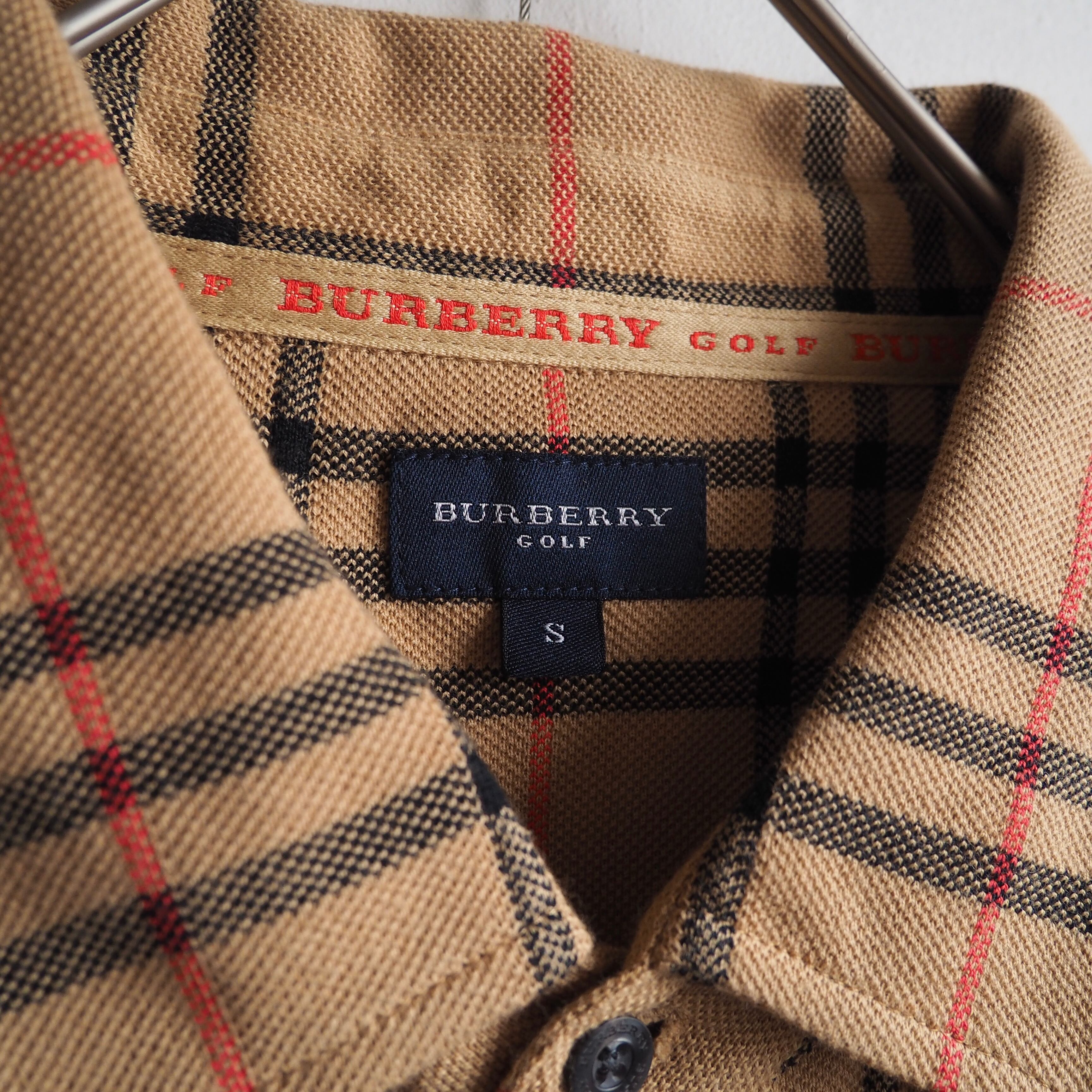 1990s ” Old BURBERRY ” Nova check Camel color vintage cotton polo shirt