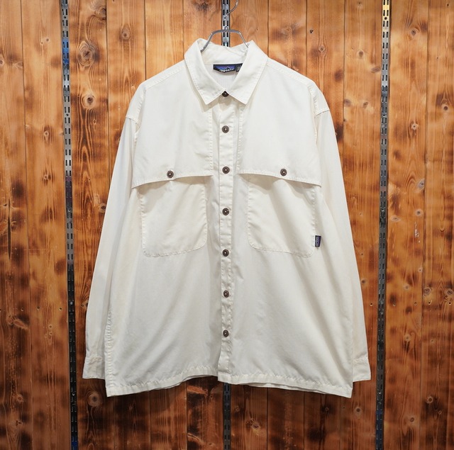 99年 patagonia トロピカルフラッツ シャツ L/パタゴニア ナチュラル 無地