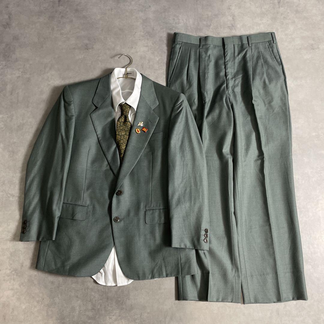 90s ヴィンテージ スーツ シングル セットアップ ピンズvol.75グリーン