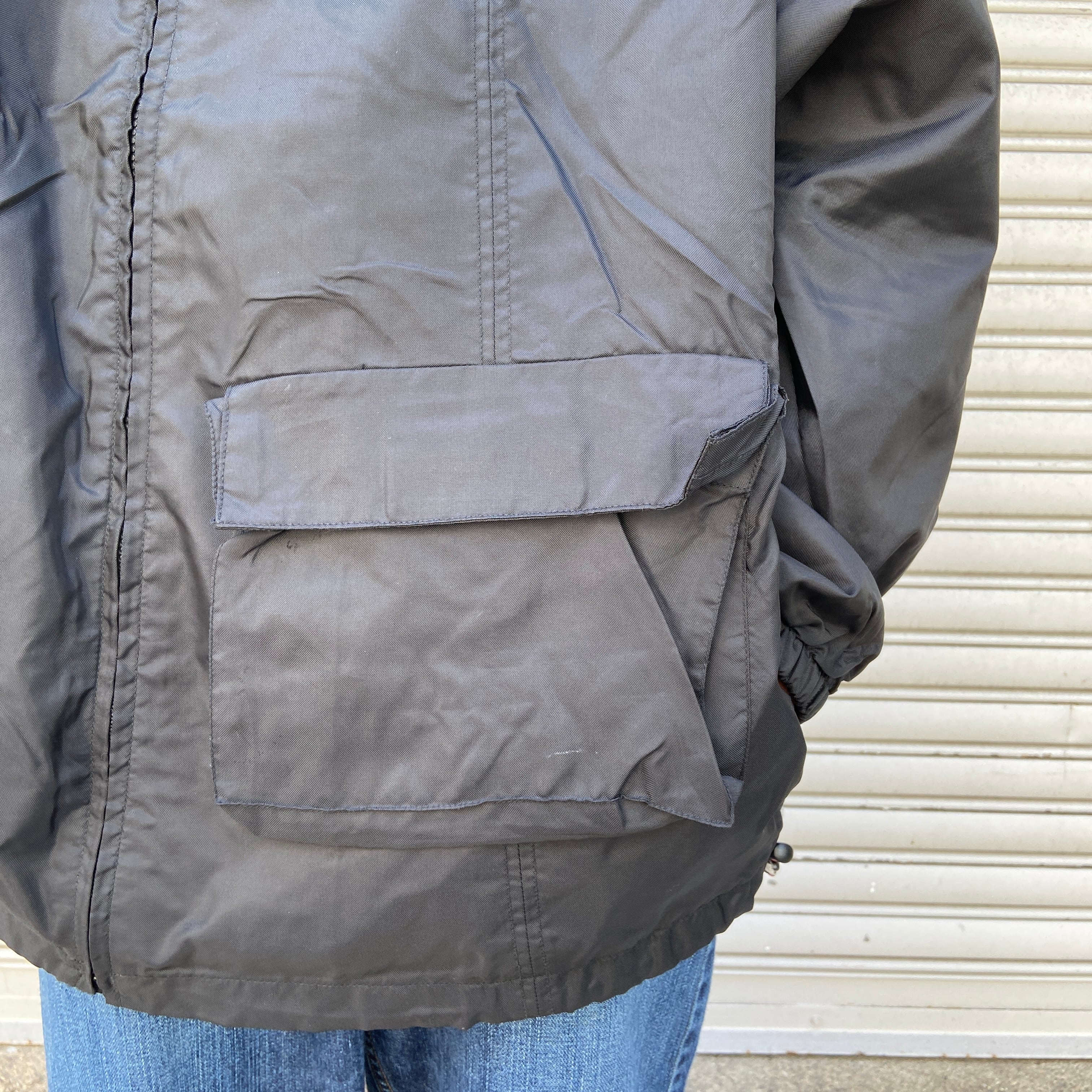 送料無料』90s Tommy jeans ダブルジップナイロンジャケット 黒 L