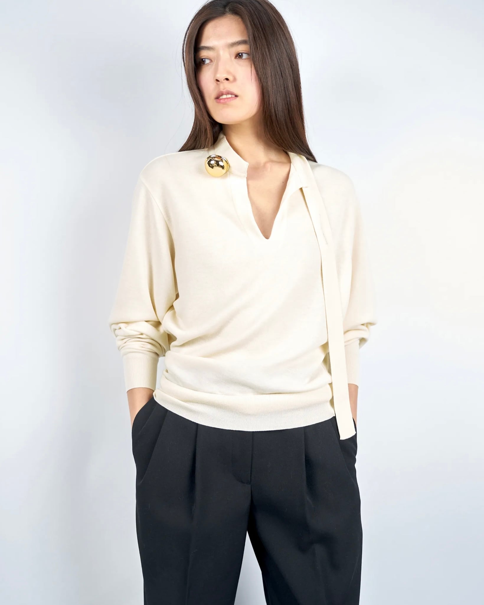 HARUNOBUMURATA】IRENA – SMOOTH KNIT BUTTON TOP | idealclasse HARUNOBUMURATA】IRENA – SMOOTH KNIT BUTTON TOP | idealclasse
