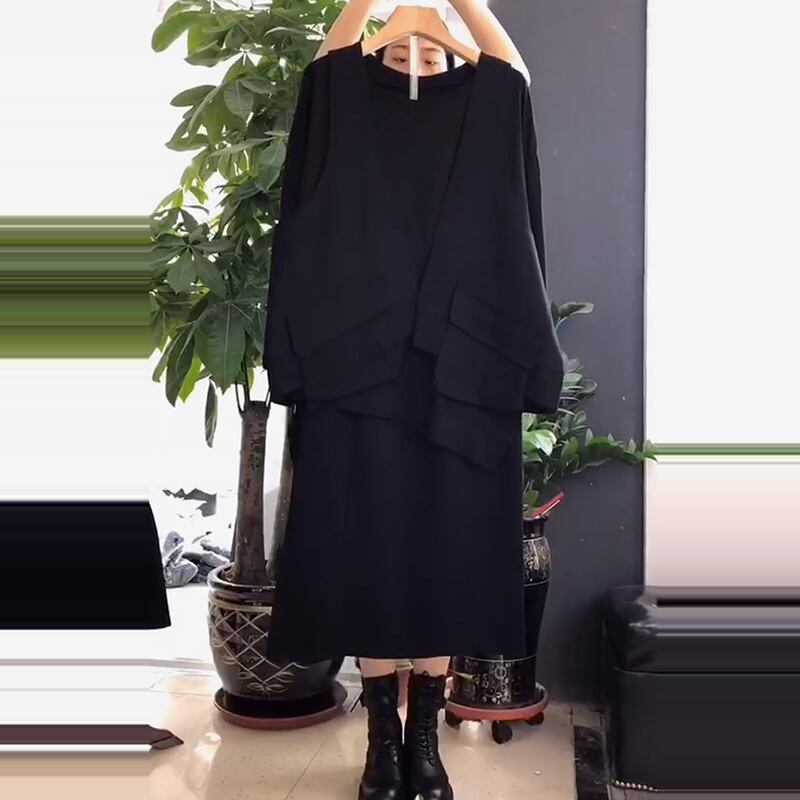 2020年秋新しいプラスサイズの女性の太いmmハーフレングススカートチョッキスリーピーススーツは薄くて年齢を減らす西洋のファッション ミックスインファッション50649099053