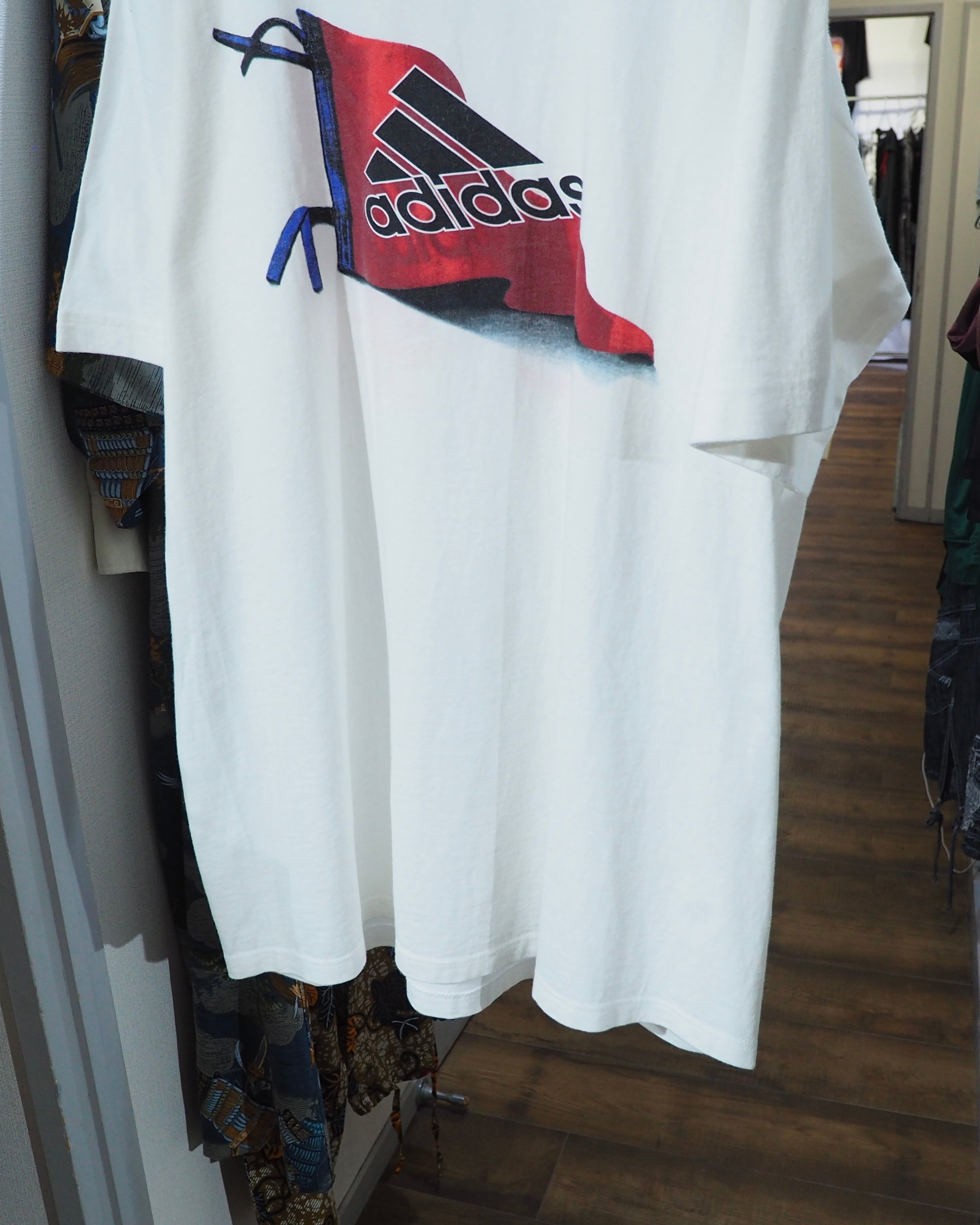 2000s ” Old adidas ” Flag logo printed vintage loose Tee