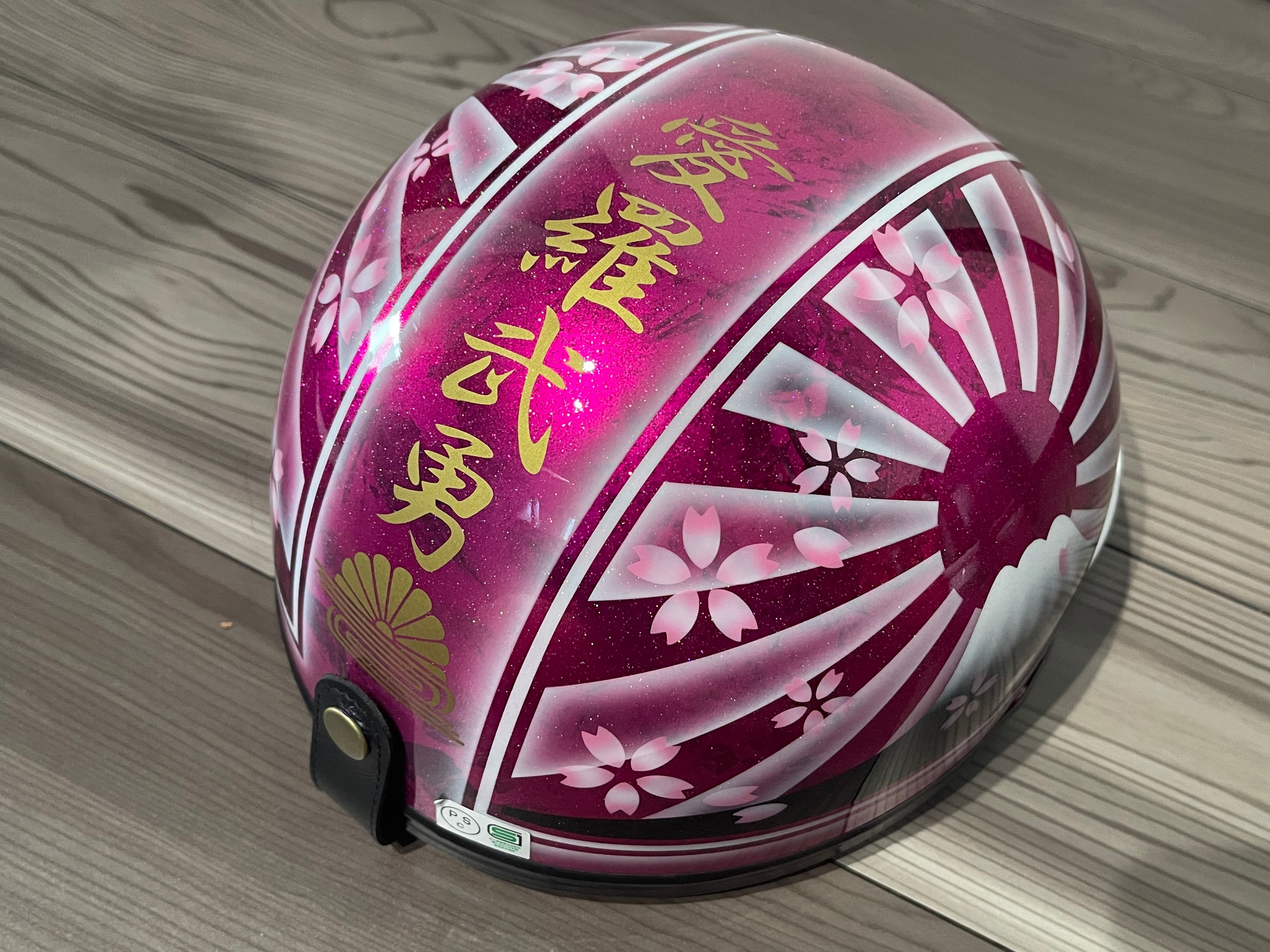 ピンクラメ 富士日章 コルク半 ヘルメット 桜吹雪 | clover98 