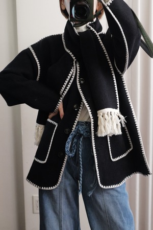 embroidered scarf jacket black