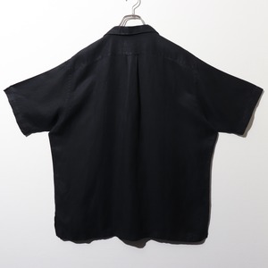 美品 XL 黒 ブラック シルクリネン Caldwell Polo Ralph Lauren ポロラルフローレン 半袖開襟シャツ