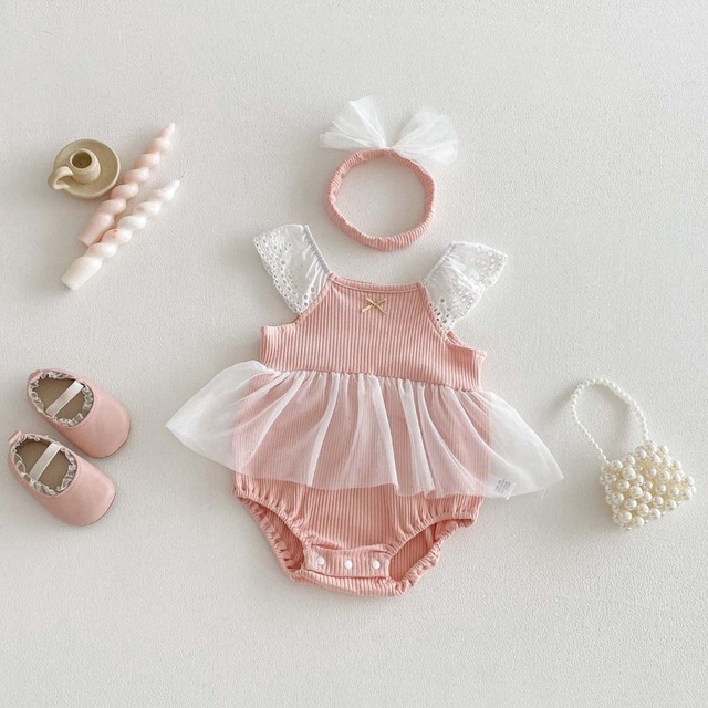 【BABY】チュールフリルリボンロンパース - 1