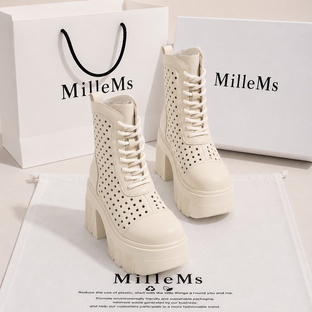 cut-out lace-up platform martin boots m0019