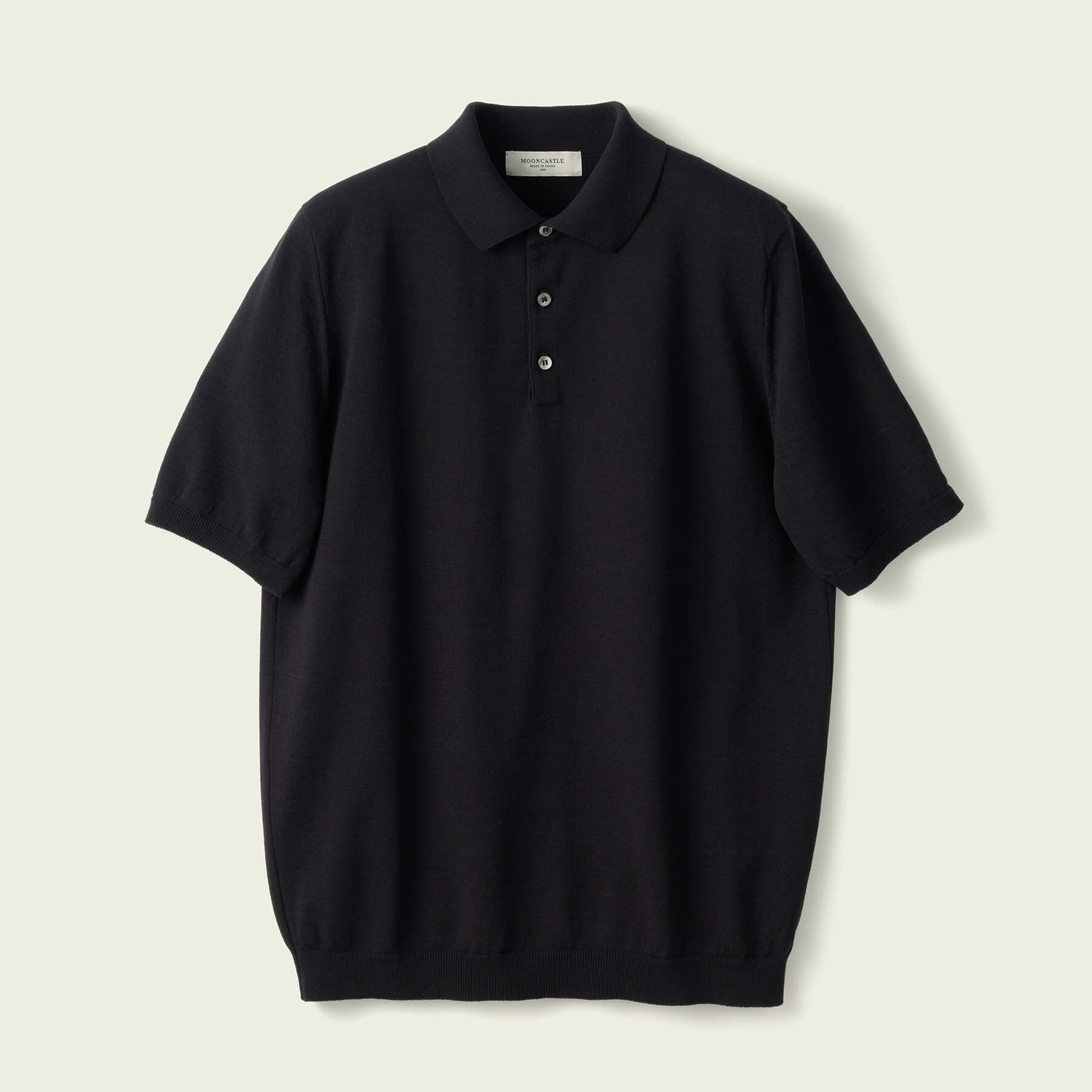 MOON CASTLE (ムーンキャッスル) ICE COTTON POLO NECK (BLACK) | H
