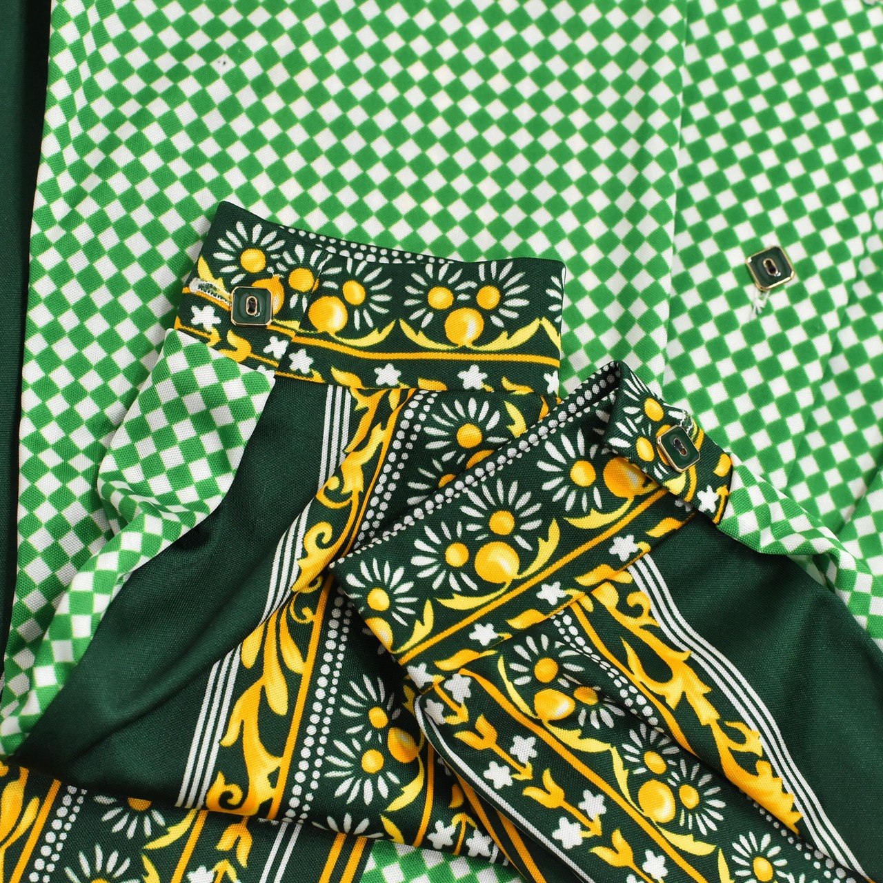 70～80s Moka retro pattern poly shirt
