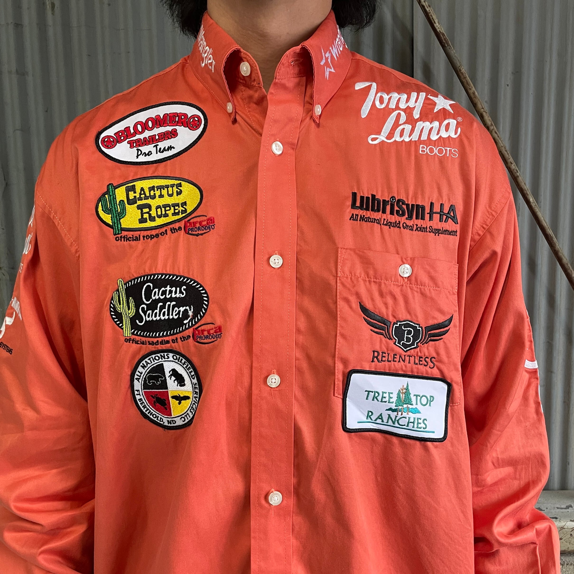 WRANGLER 20X ラングラー 企業ロゴ刺繍 ワッペン ワークシャツ メンズ