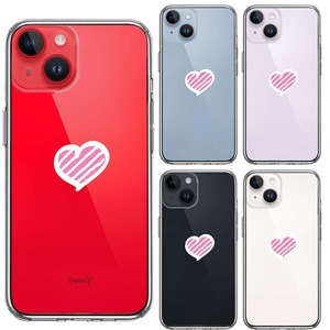 iPhone14/14Plus 側面ソフト 背面ハード ハイブリッド クリア ケース ハート マーク シンプル