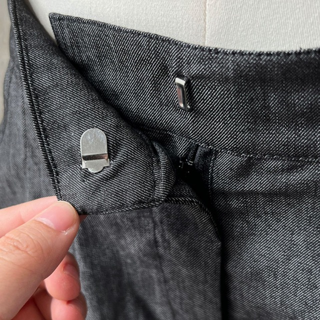 high-waisted tuck wide denim pants L0573