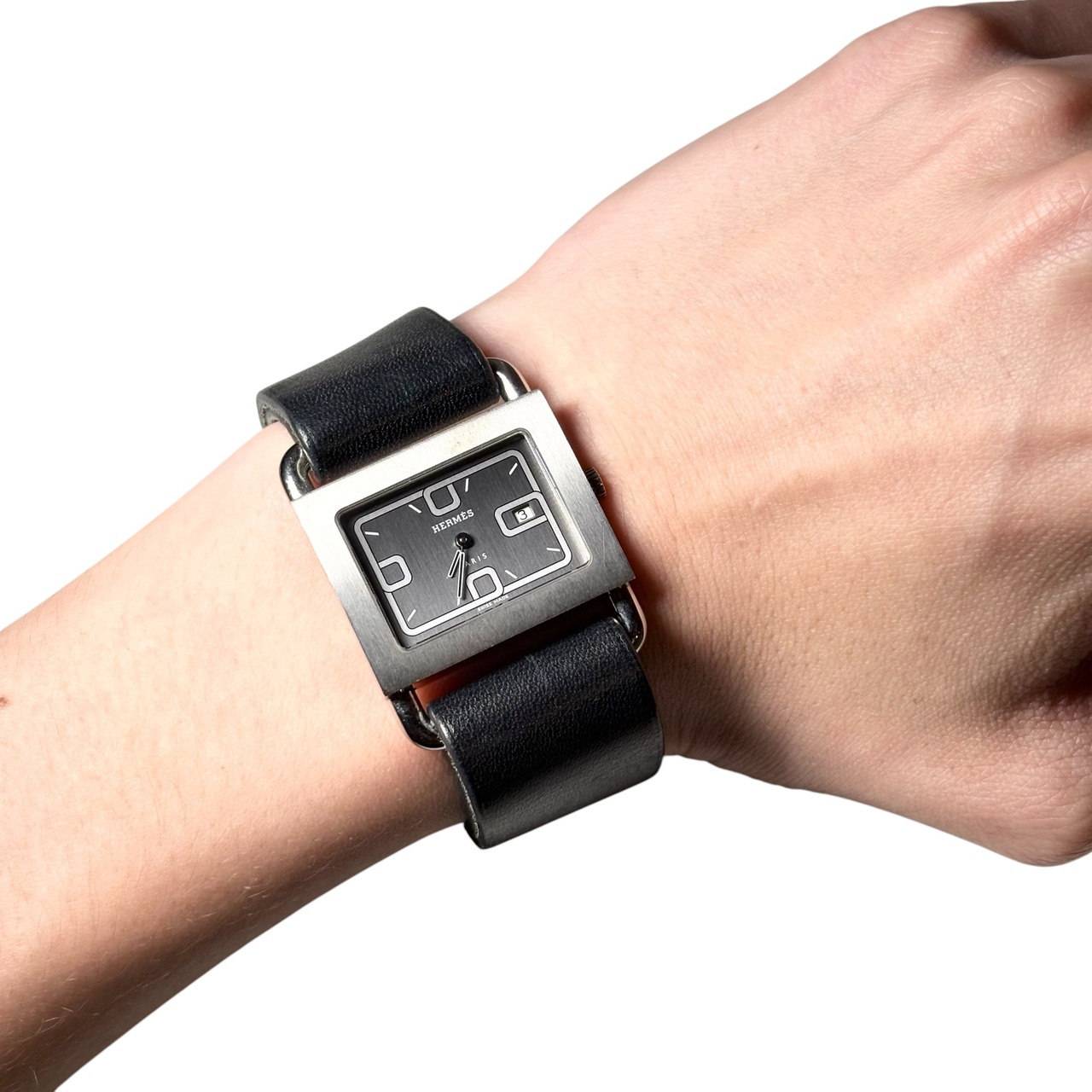 HERMES rectangle quartz watch “Barenia”