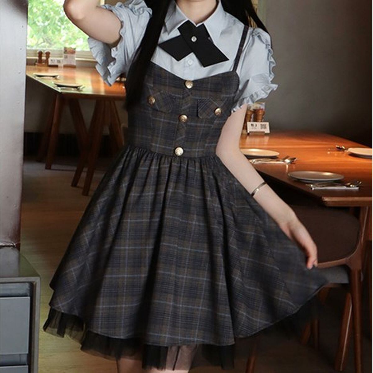 チェック柄フリルジャンスカセットアップ：スカート | Maiden 