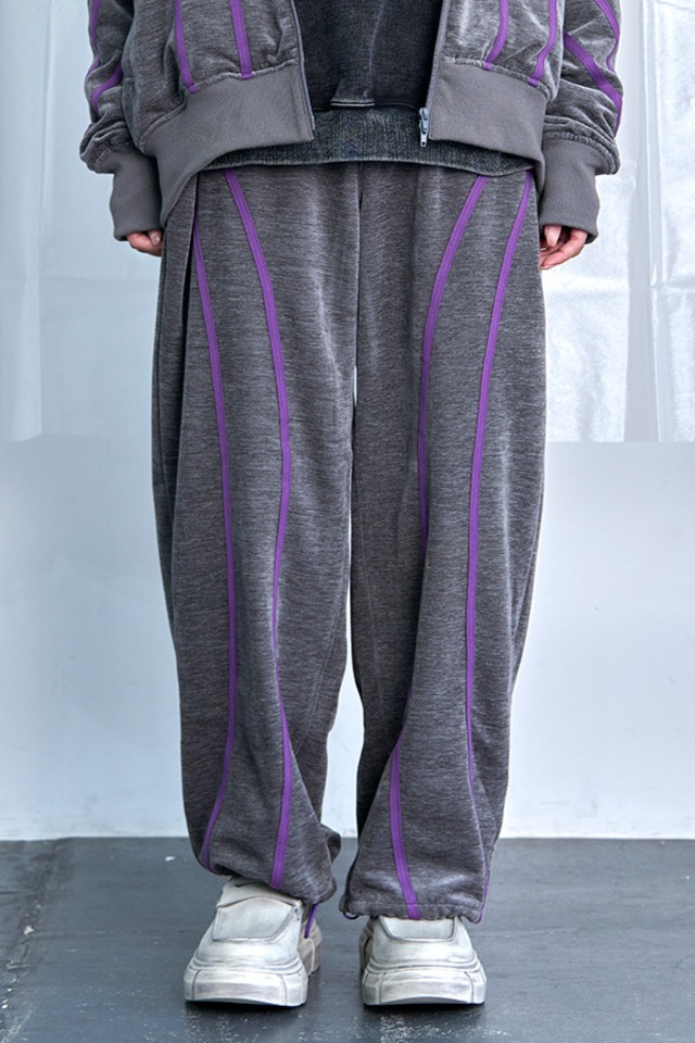 【BLACK FRIDAY30％off】【Nora Lily】Curved Line track pants /グレー