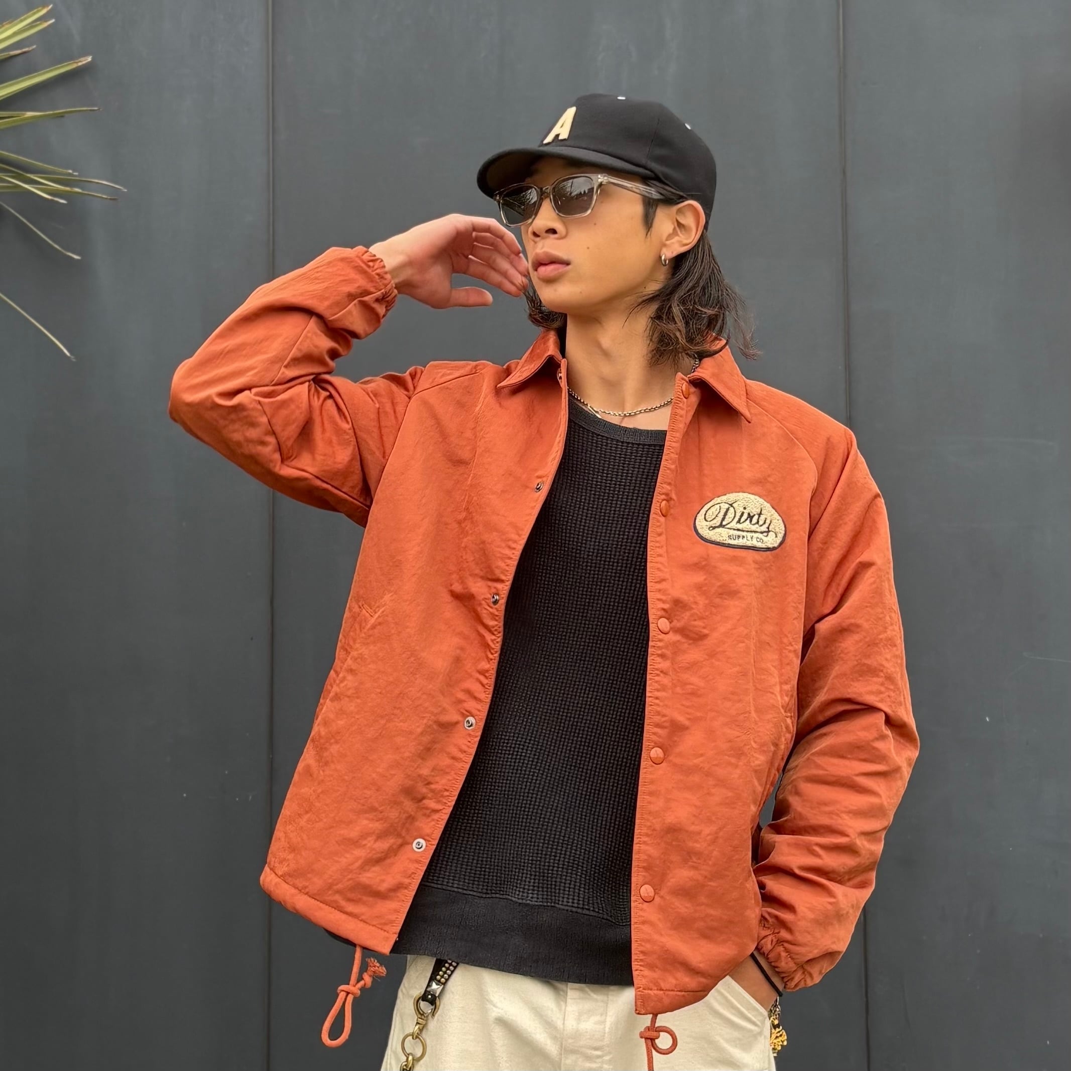 ボアコーチジャケット コーチジャケット ドロップショルダー オレンジ