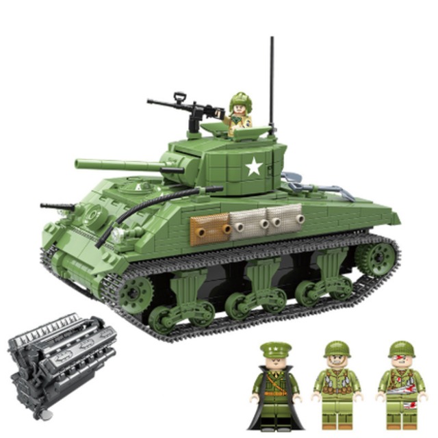 レゴ互換 戦車 Sherman シャーマン M4a1 ミニフィグ4体付き 第二次世界大戦 アメリカ軍 Ww2 戦争 軍隊 兵士 兵隊 ミリタリー Lego風 知育玩具 かっこいい Happy Hobby インポートセレクトショップ