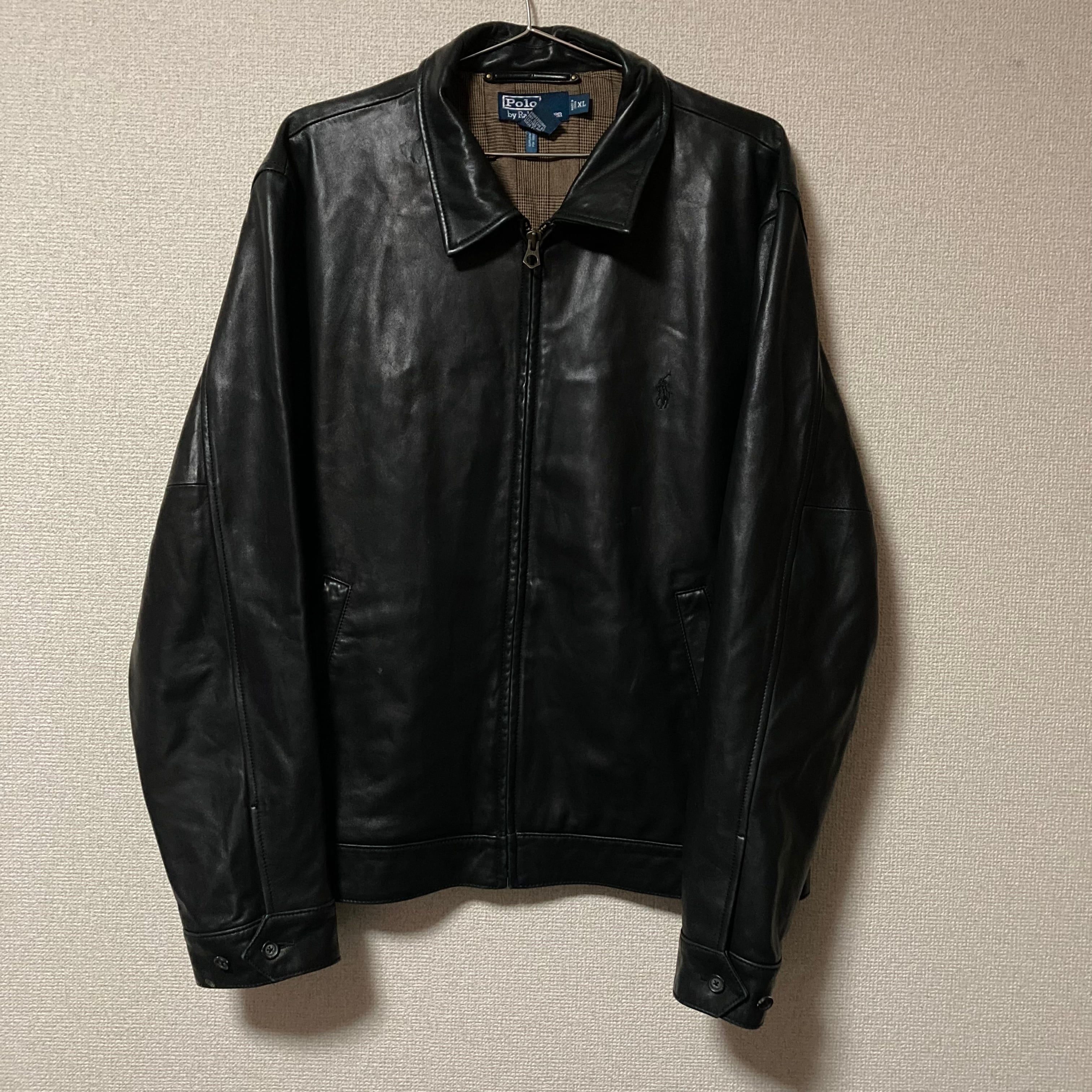 s Polo Ralph Lauren Leather Jacket Swing Top “Black”   Big Apple