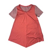 HIROKO BIS ヒロコビス ボーダー 切替 半袖チュニック ロング丈 9/オレンジ チャコール/ミニワンピース