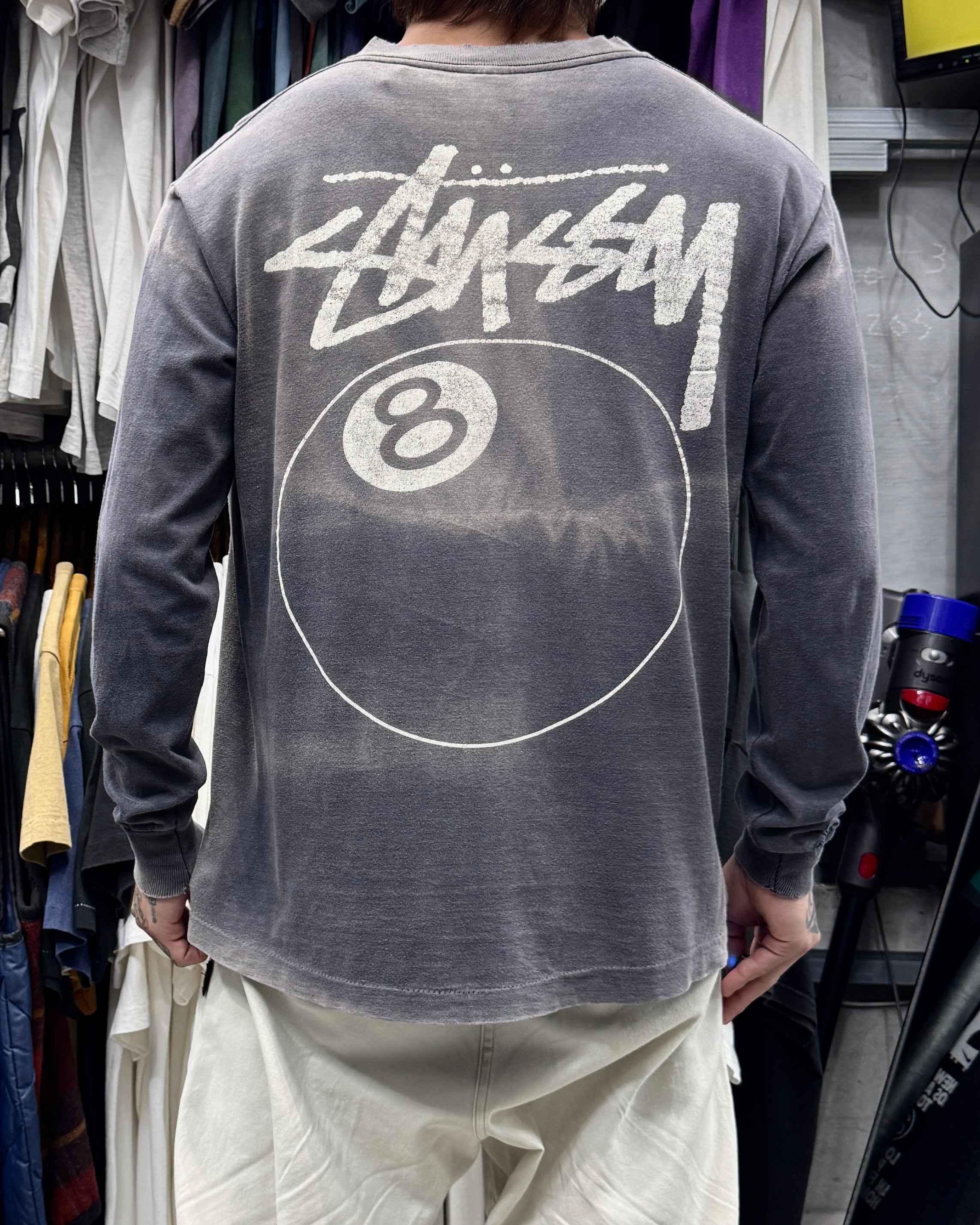 80's~90's old stussy Mock Neck Design Long Sleeve Tee “黒タグ